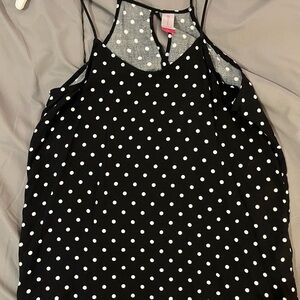 Polka Dot Sleeveless Top - Black and White